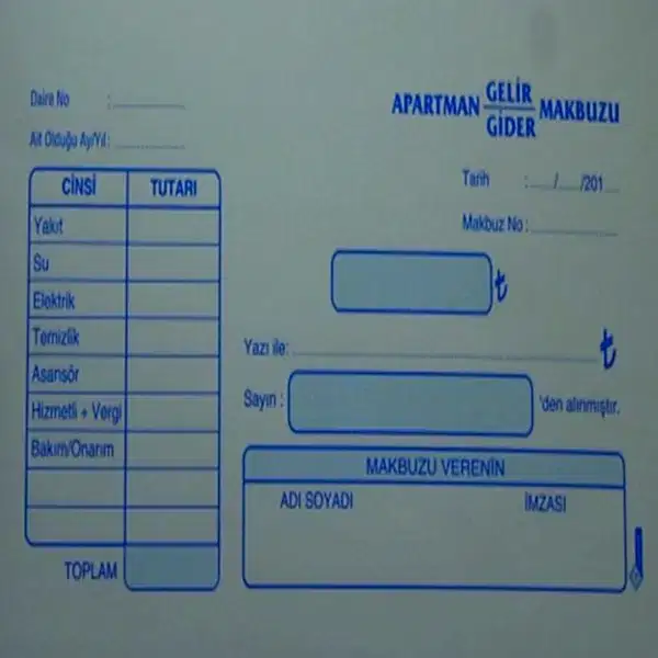Ankara Ostim Durusoy Kırtasiye Apartman Gelir Gider Makbuzu Dar
