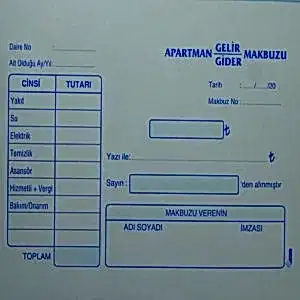 Ankara Ostim Durusoy Kırtasiye Apartman Gelir Gider Makbuzu Geniş